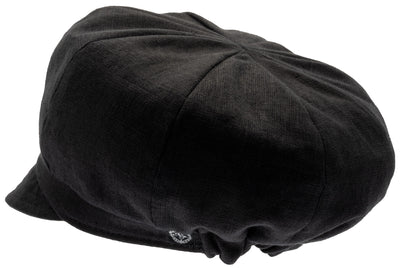 Ladies black Balloon cap in linen