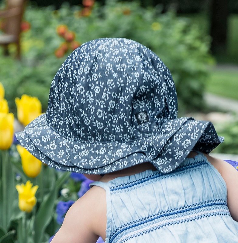 Baby Sun hat - Ines Jr. Denim Flower Blue - CTH MINI