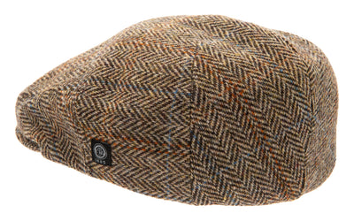 Brown Herringbone Harris Tweed Flat Cap,  Ivy Cap 