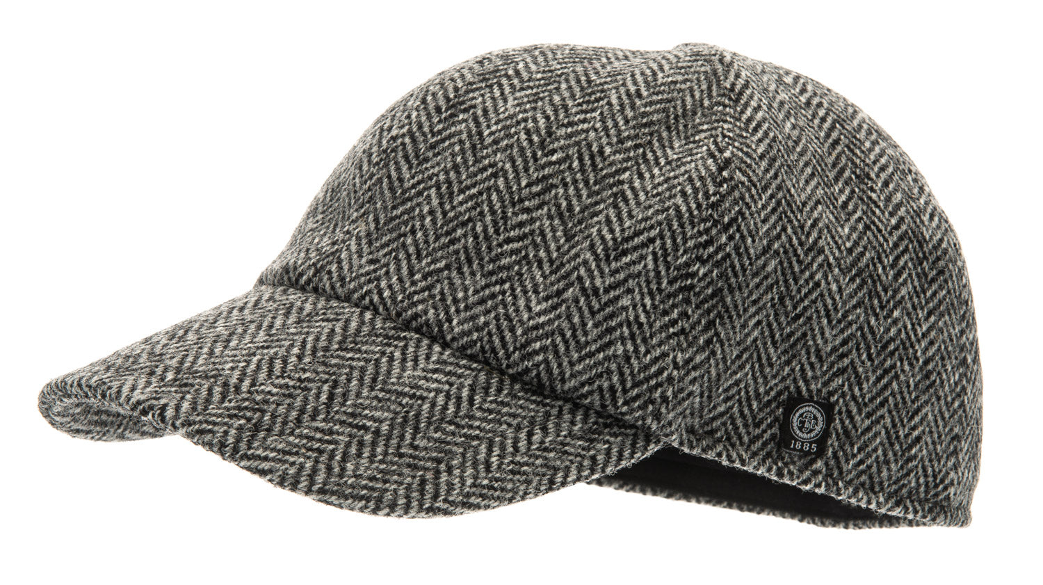 James Harris Tweed Black - Baseball cap, Winter cap with ear