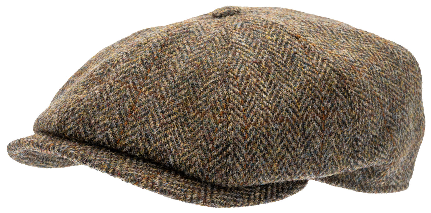 Grön fiskbensmönstrat Harris Tweedkeps