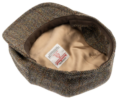 Grön Harris Tweedkeps med guldfärgat Satinfoder