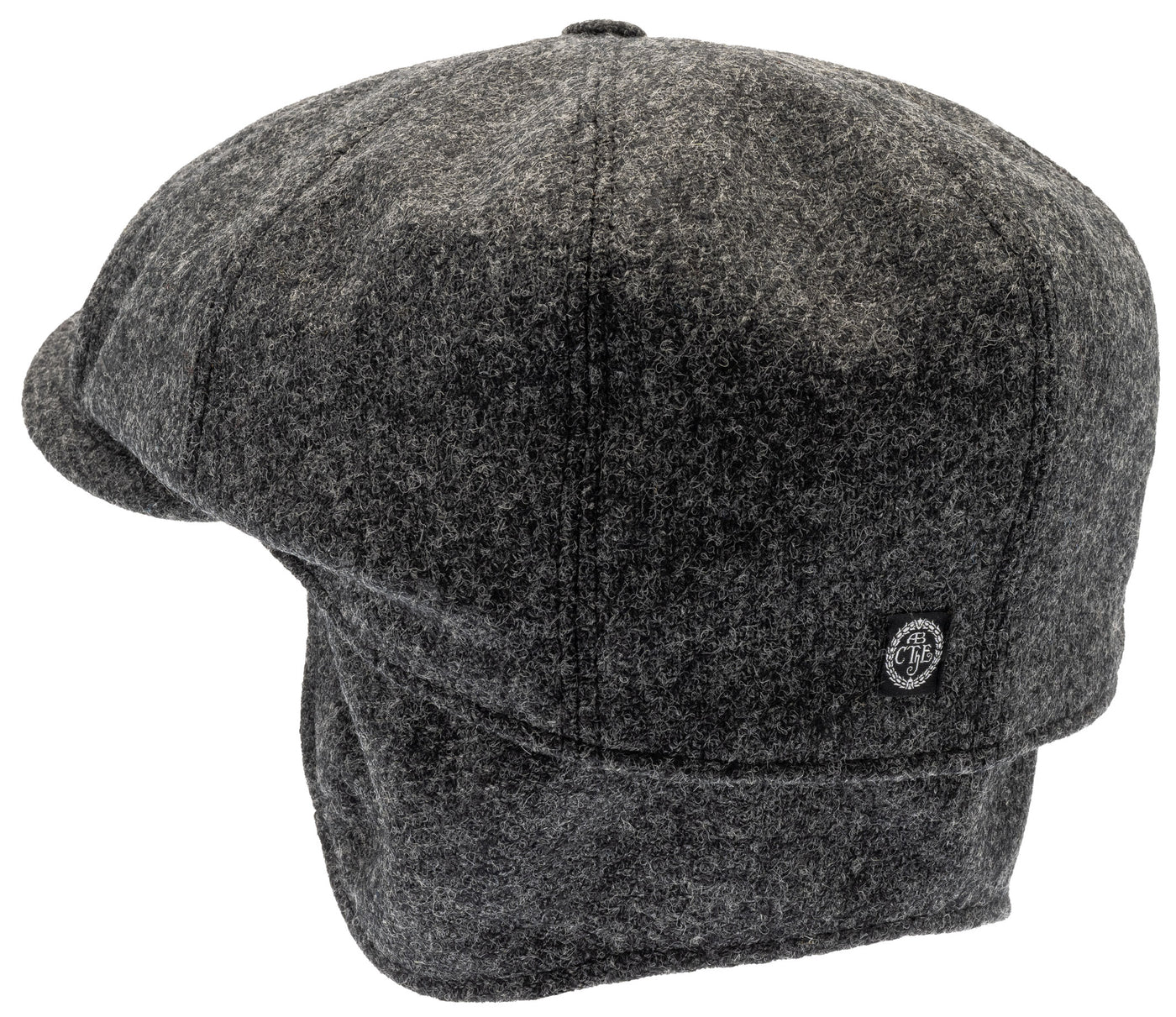 Graphite grey Newsboy cap with fold-down earflaps