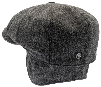Graphite grey Newsboy cap with fold-down earflaps