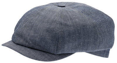 Blue organic Newsboy cap in linen & wool
