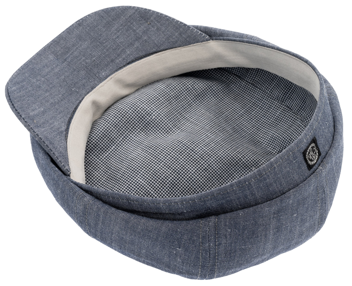 Blue Newsboy cap with houndstooth lining
