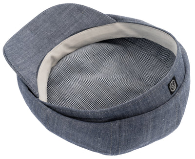 Blue Newsboy cap with houndstooth lining