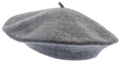 Dark Grey Melange Beret in Wool