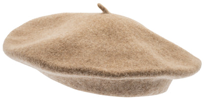  Light Brown Melange Wool Beret