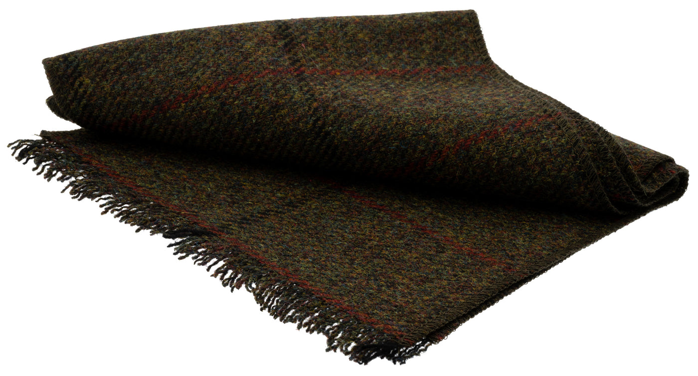 Green Harris Tweed Neckcloth with black and red overchecks