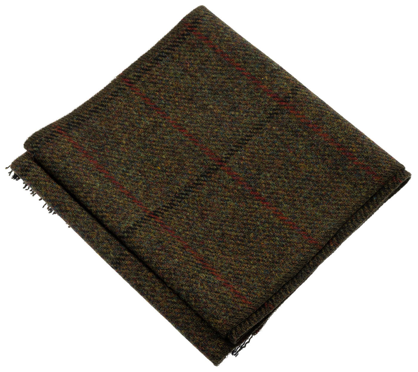 Green Harris Tweed Scarf with black and red overchecks