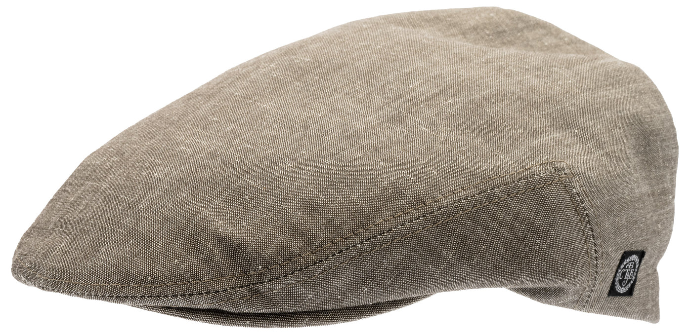 Grå brun sommar Flat cap keps i ett ekologiskt linnetyg