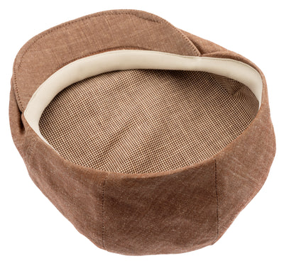 Brown Flat cap with a houndstooth lining