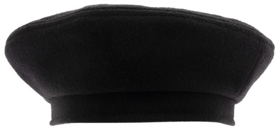 Sewn black beret in wool