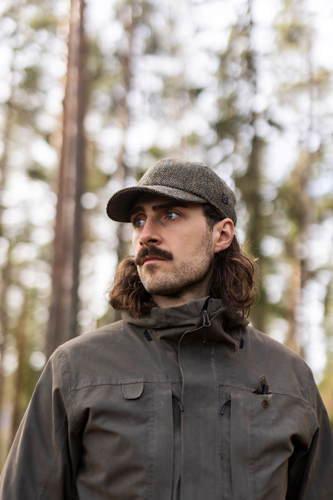 James Harris Tweed Green - Baseball cap, Hunting cap with earlaps