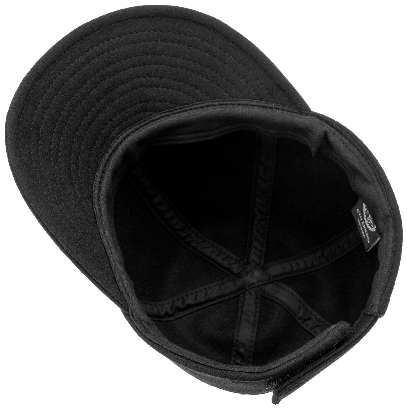Women's black baseball cap with large peak