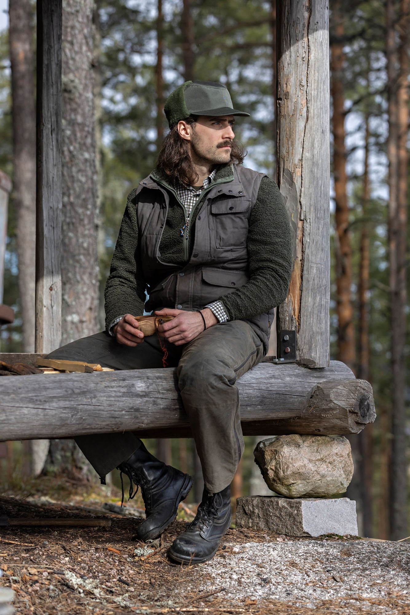 Hunter in military field cap