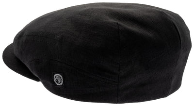 Black summer linen flat cap