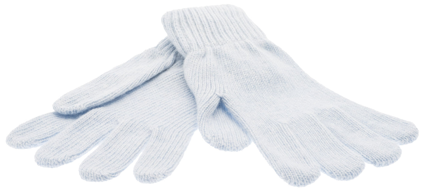 ljusblå stickade fingervantar