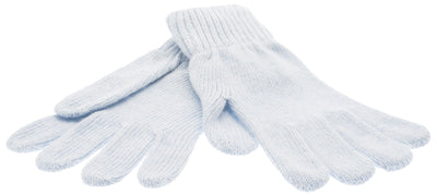 ljusblå stickade fingervantar