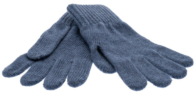 denimblå stickad fingervante