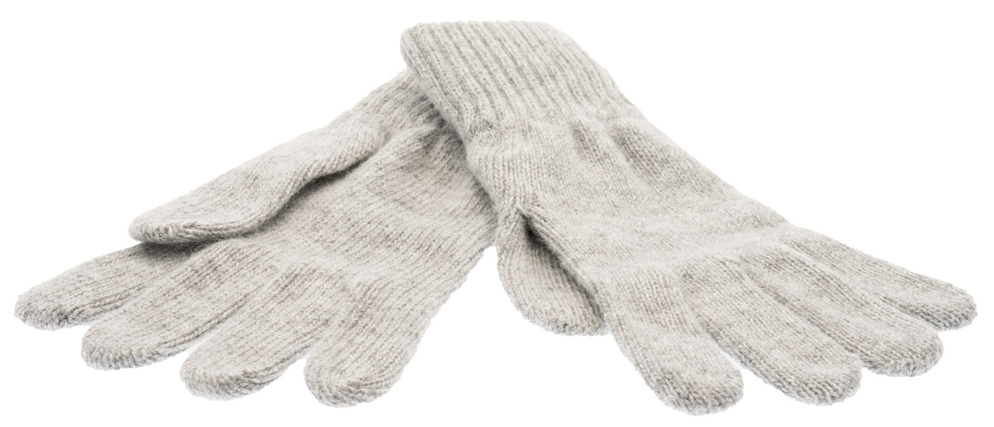 Ljusgrå stickad fingervante