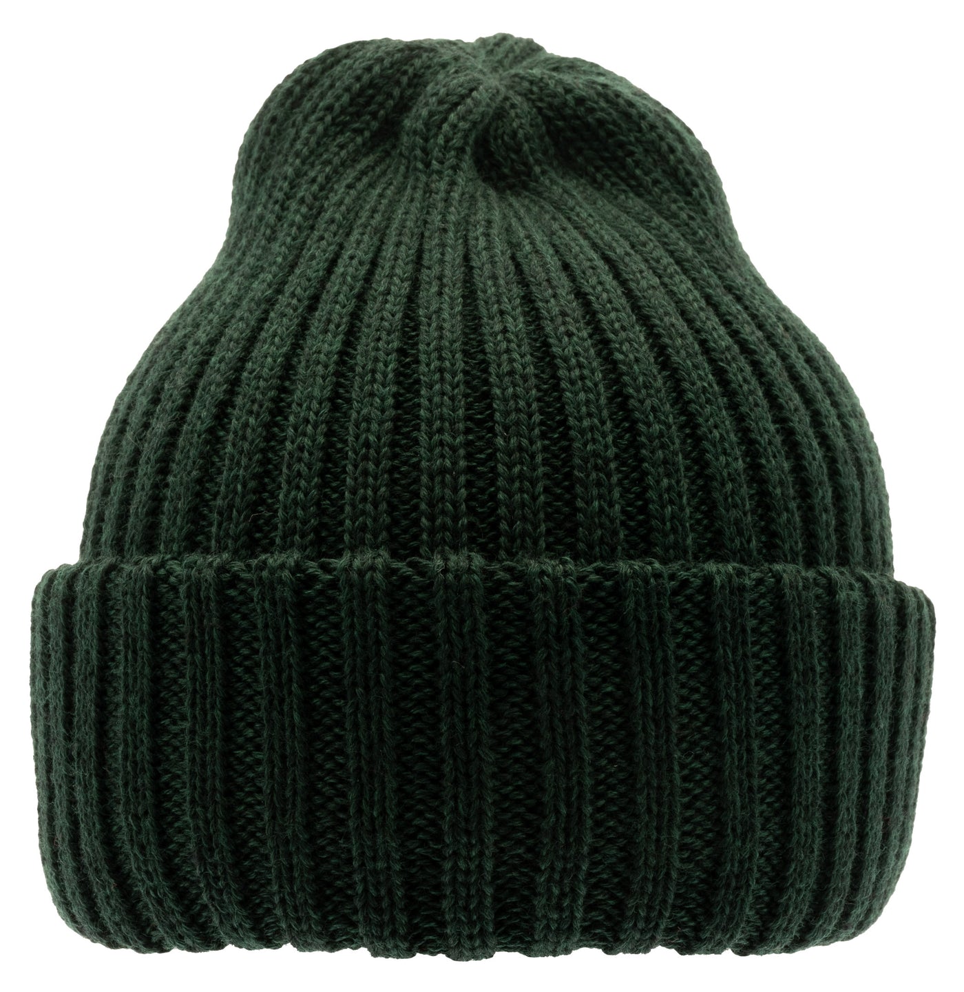 Rib knitted Green Watch Cap in Merino wool