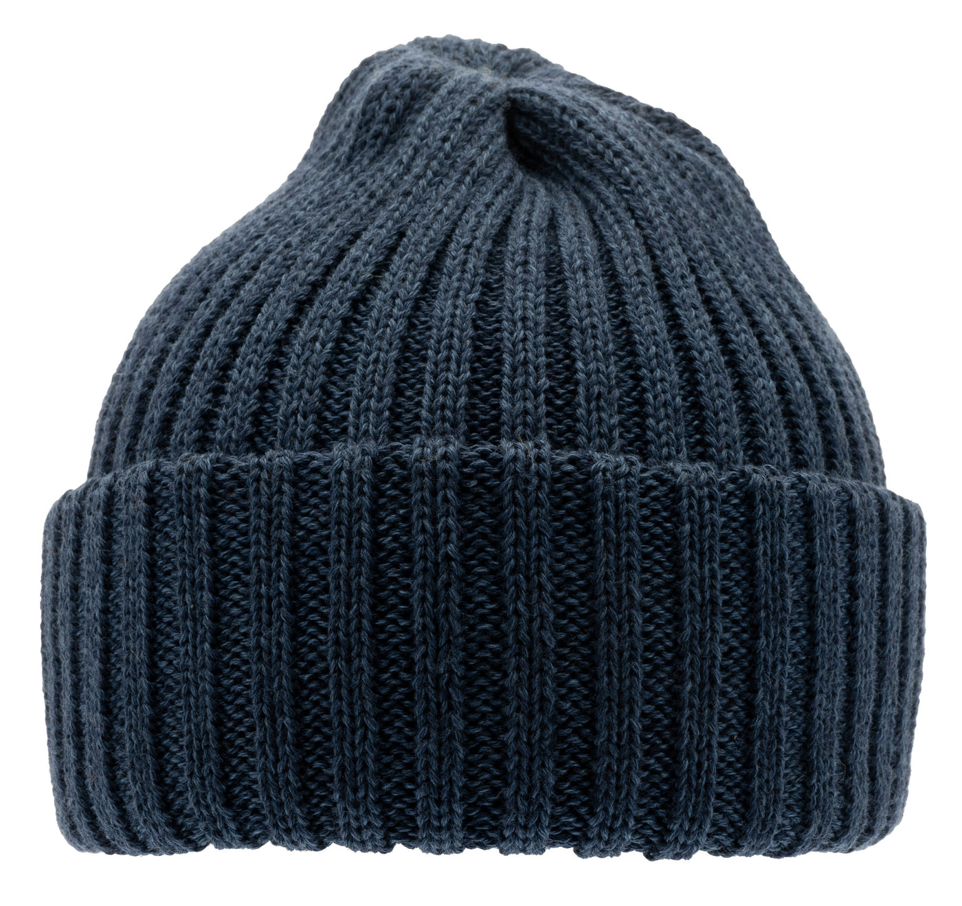  Denim blue rib knitted Watch Cap in merino wool