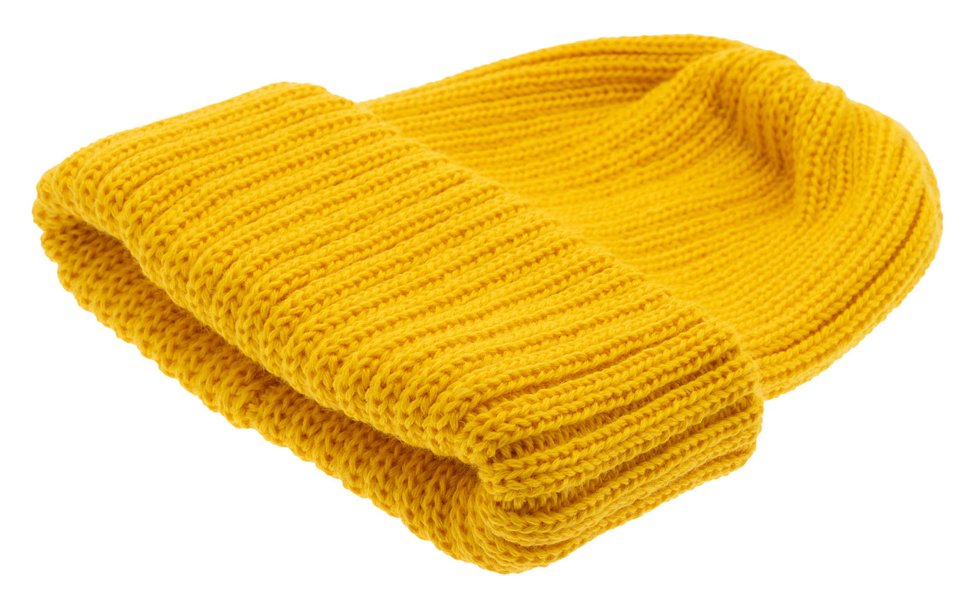 Yellow rib knitted Watch Cap in merino wool