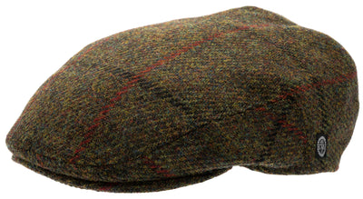  Grön rutig Flat cap keps in Harris Tweed