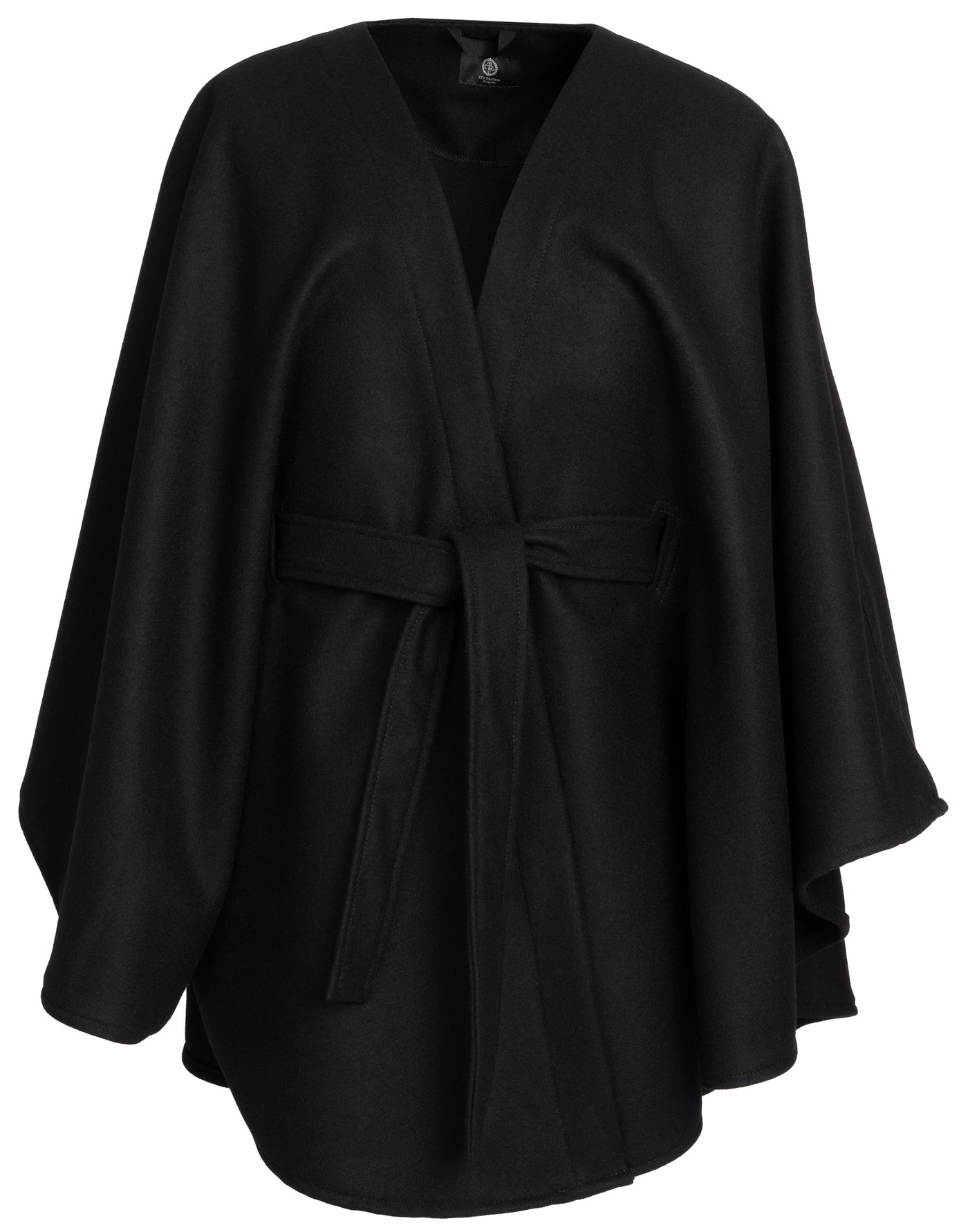 Svart Poncho Cape i ull