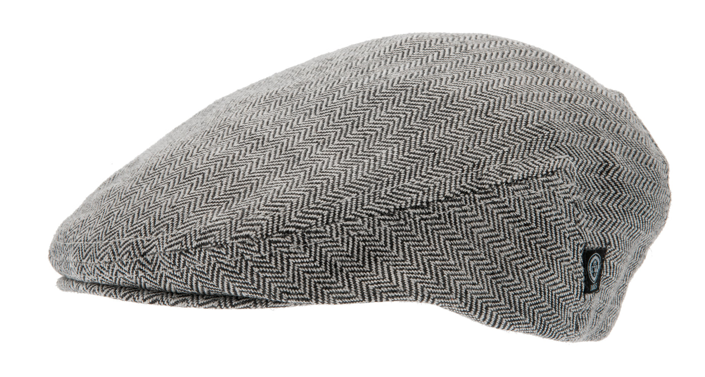 Svart och Grå Gubbkeps Flat cap i linne från Växbo Lin