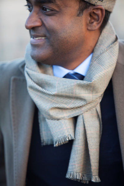 Classic Brittish Houndstooth Brown Scarf