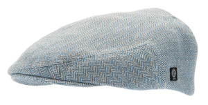Blå Gubbkeps Flat cap i linne från Växbo Lin