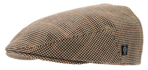 Brun Flat cap i hundtandsmönster, Tweedkeps