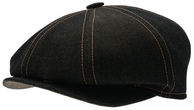 Svart Denim Newsboy cap, Gubbkeps, Svensktillverkad, Eight piece cap