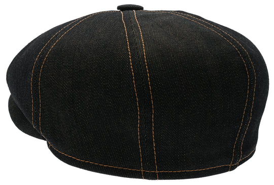 Gustav Organic Denim Black - Newsboy cap, Swedish Eight piece cap