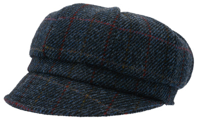 Blue Harris Tweed Ladies cap, Blå Damkeps Tweedkeps