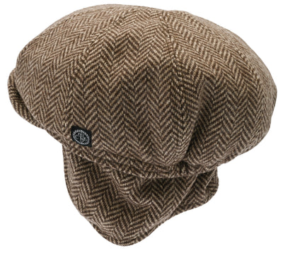 Brown ecological Tweed Kids Newsboy Cap with ear flaps.