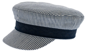 Navy Blue two-tone striped Breton cap